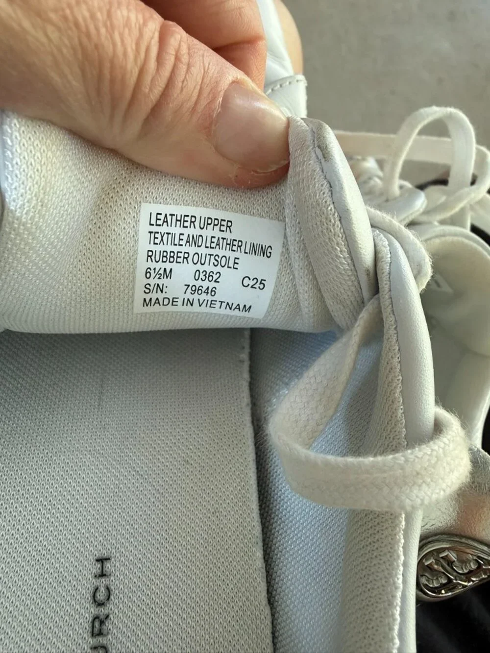 Tory Burch Howell Court White Silver Leather Sneakers Women’s 6.5M